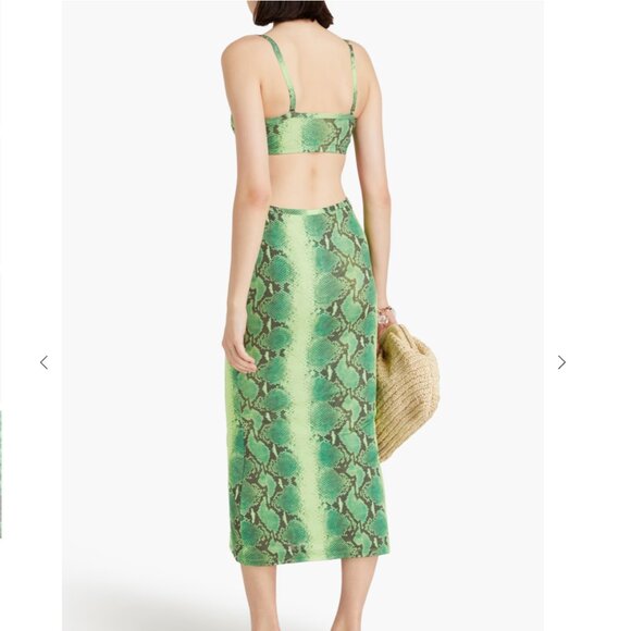 CULT GAIA Kumi cutout snake-print stretch-mesh midi dress NWT - Picture 2 of 5